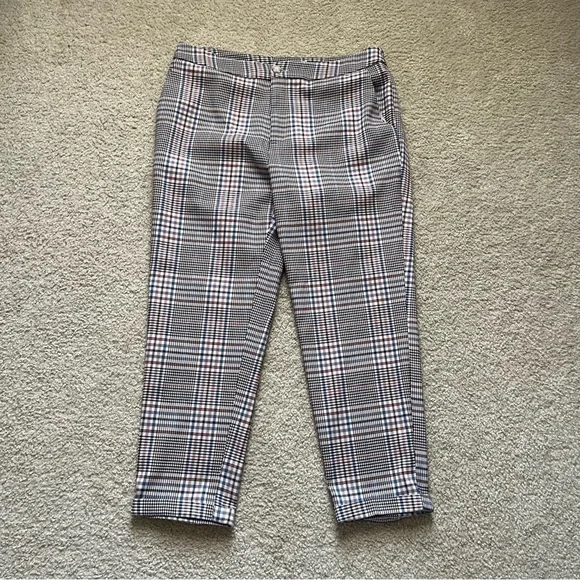 AnthropologieMalcolm Plaid Tapered High Rise Cropped Trouser Pants